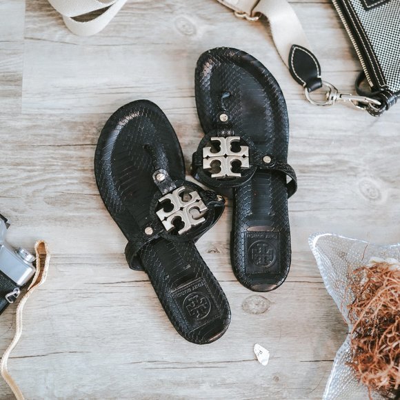 Tory Burch Shoes - Tory Burch Miller 2 Black Vitraux Snakeskin Sandal